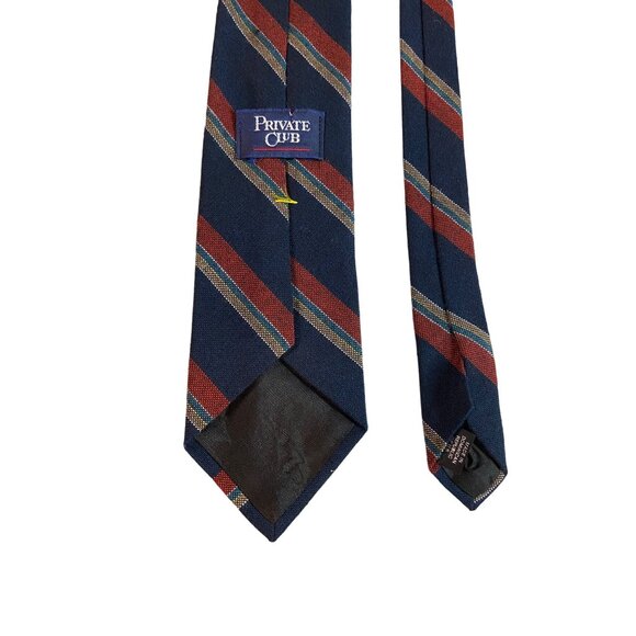 Vtg Private Club Mens Acrylic Neck Tie Black Red Tan American Stripe Work  Dad G - Picture 4 of 7